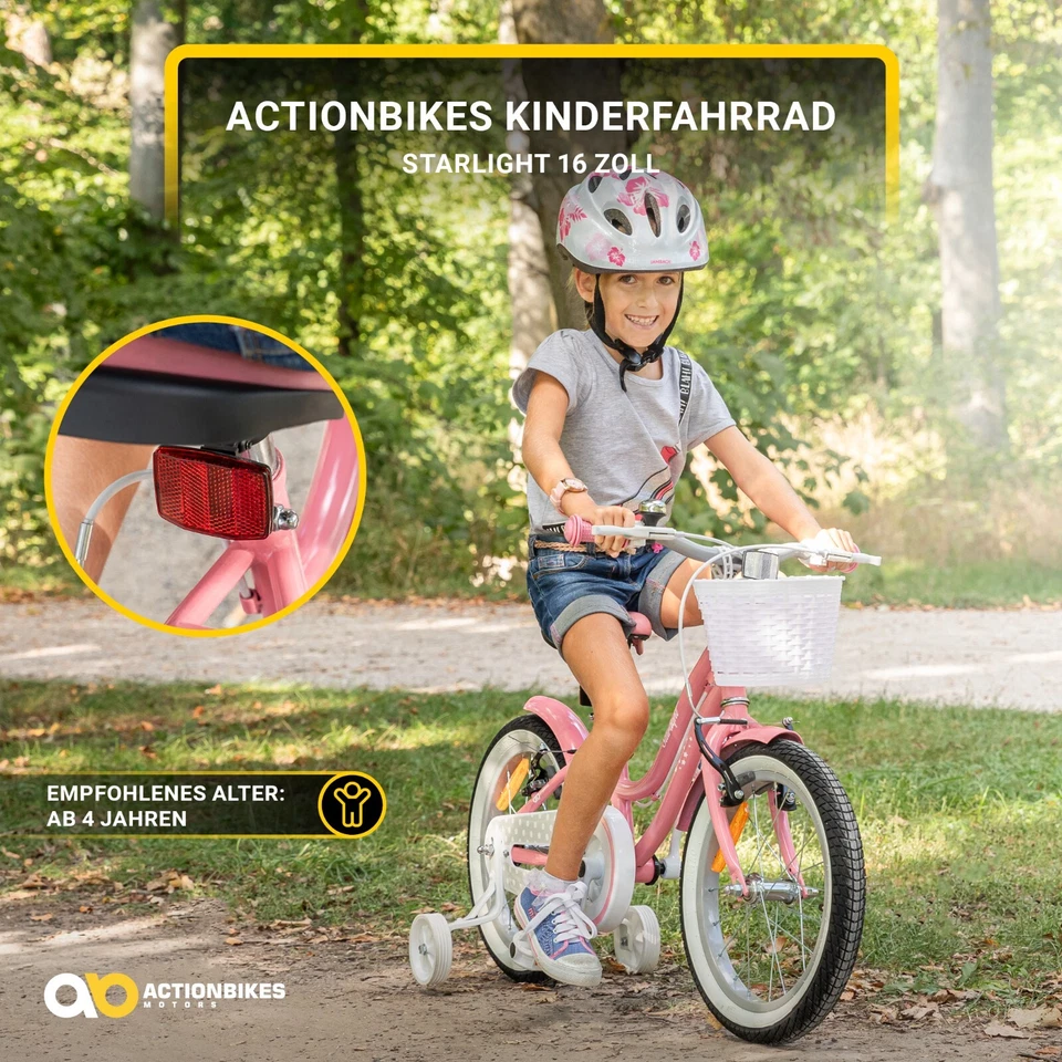 Kinderfahrrad Starlight Kinder Fahrrad Rad Bike Kind Mädchen Pink Rosa 16 Zoll - Bild 2 von 4