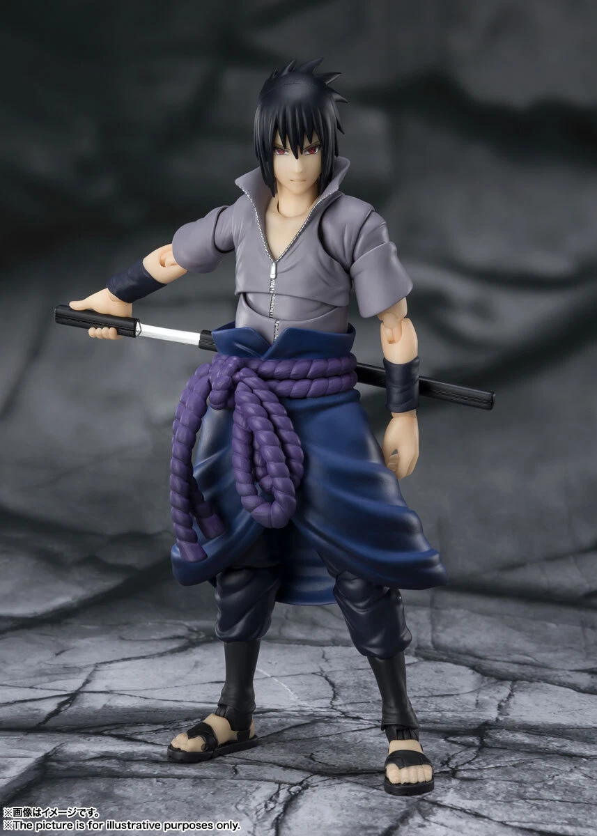 Original Bandai SHF Naruto Uchiha Sasuke Anime Figura Brinquedos