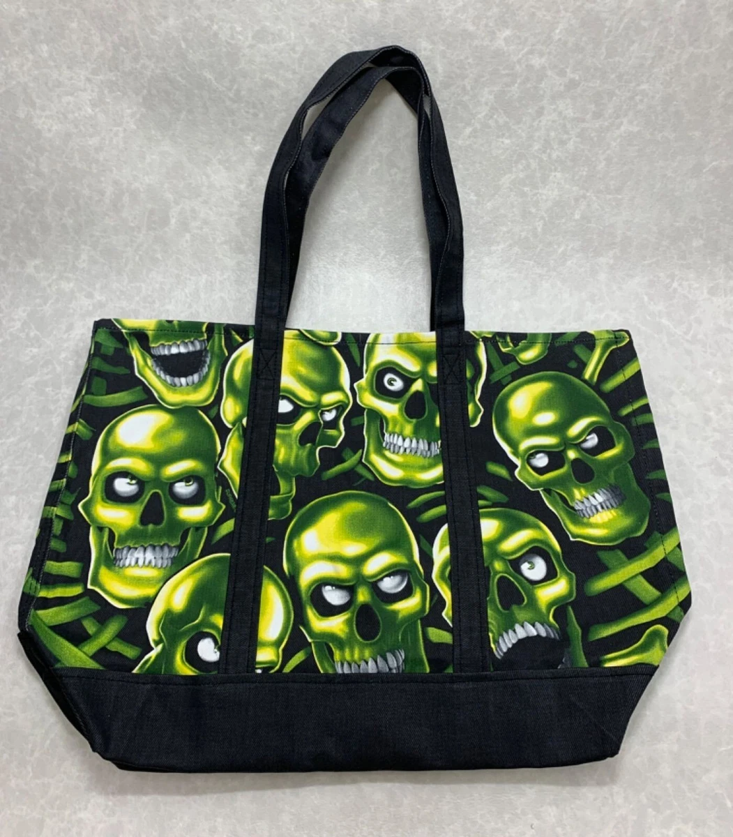 Supreme 18SS Skull Pile denim Tote Bag Cotton Black/Green New Japan