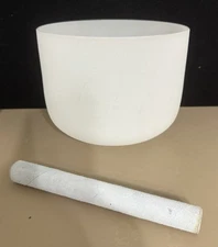 Topfund Frosted White Perfect F Heart Chakra 8" Crystal Singing Bowl/ Felt Stick