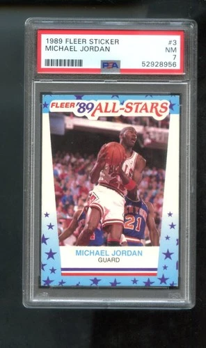 1989-90 Fleer Sticker #3 Michael Jordan PSA 7 Graded Basketball Card NBA 89-90