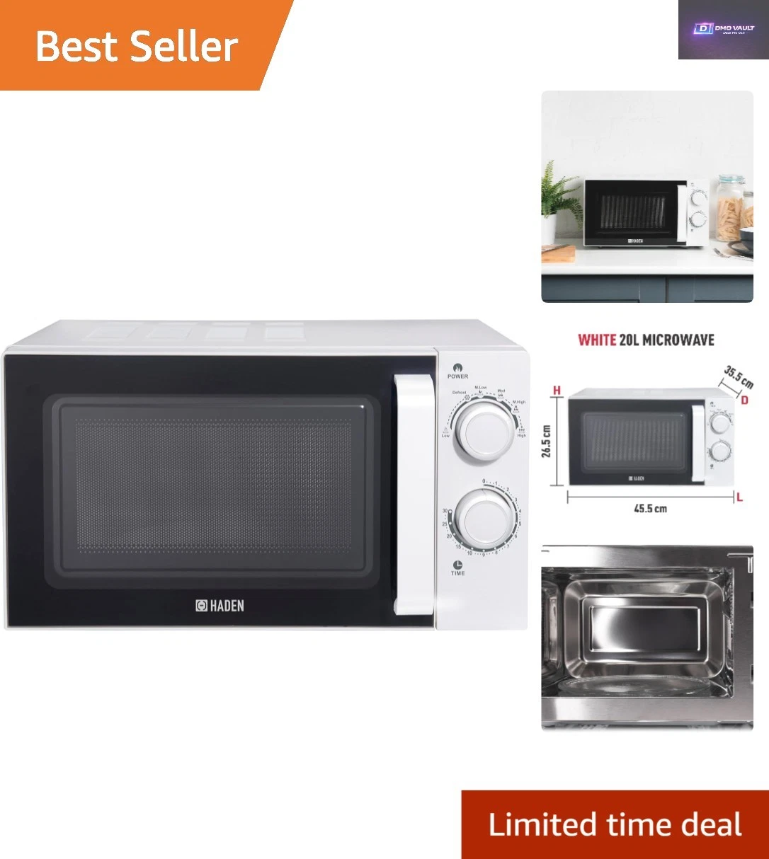 Elegant 20L Microwave Oven - 700W, Auto Defrost with Timer for Modern Kitchens