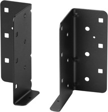 2 Pairs Black Split 2x6 Joist Hangers, 16 Gauge Face-Mount Steel Brackets