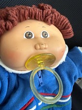 Cabbage patch 1980s Brown Curly Hair Blue Out...