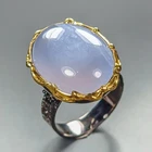 Fine Art 30 ct Natural Chalcedony Ring 925 Sterling Silver Size 8.5 /R470169