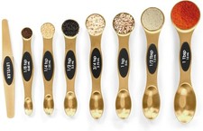 Magnetic Measuring Spoons Set Stainless Steel with Leveler, Stackable Metal Tabl