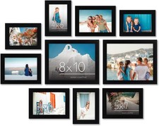 Americanflat Set of 10 Picture Frames with Shatter-Resistant 10 Pack, Black