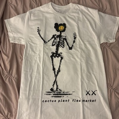 Kaws X Cactus Plant Flea Market CPFM T-Shirt Size Medium White Skeleton Tee NEW