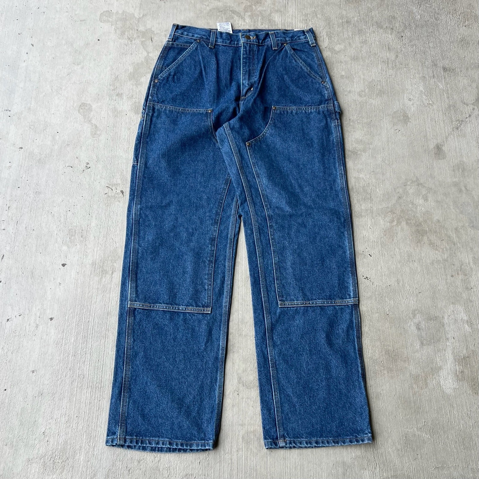 Carhartt denim blue jean double knee work wear carpenter pants