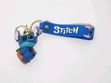 Disney Lilo  Stitch Silicone Wristlet Keychain Stitch Charm Blue
