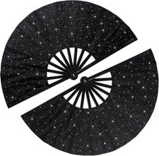2 Pack Large Folding Rave Fans for Women Men, Nylon Hand Fans Loud Snap Sound Fo