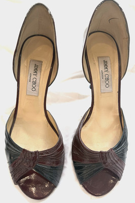 Jimmy Choo Soft Patent Bordeaux D'Orsay Heel size US 9.5  (Eur 40)