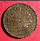 1907 US Indian Head Cent! AU! Old US Coin!
