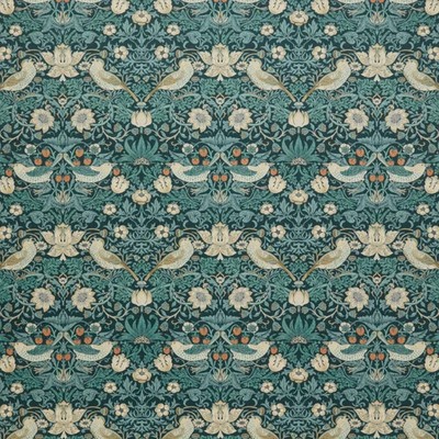 William Morris at Home Strawberry Thief Samt Indigo Stoff 3 Meter