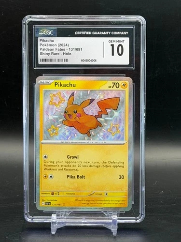 CGC 10 GEM MINT Pikachu Paldean Fates Shiny Rare Holo Pokemon 131/091