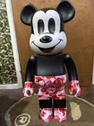 Bearbrick x A Bathing Ape x Mickey Mouse Pink ABC Camo 1000% Be@rbrick BAPE