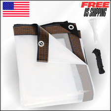 6x8' Heavy Duty Clear Vinyl Tarps Rainproof Covering, with Grommets, Transparent