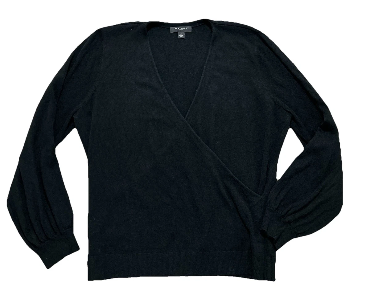Pull Ann Taylor En Soie - Col V Noir Scintillant - Taille M - Occasion Très Bon état - Pour Femme