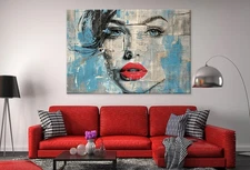 Portrait of a Woman Made with Newspapers Wall Art Canvas Unframed Print Art