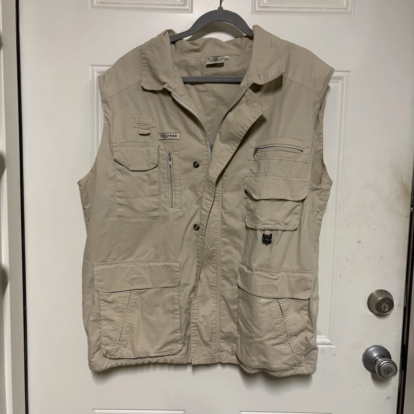 Vtg 90’s TAG Safari Vest Fishing Travel Outdoors Hiking Utility Photography XL