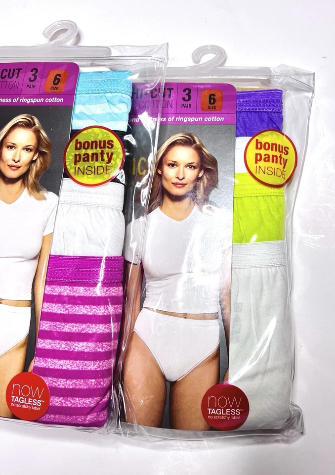 Bragas para mujer Hanes Classics 12 pares de ropa interior blanca de algodón corte alto talla 6 Foto 4 de 4