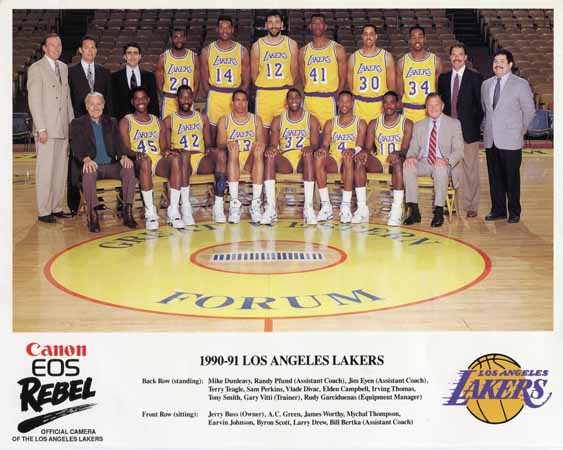 1990-91 LOS ANGELES LAKERS BASKETBALL TEAM 8X10 PHOTO | eBay