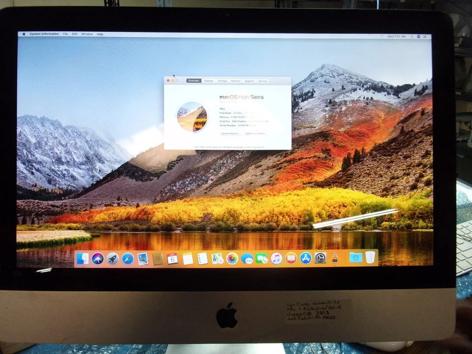 Apple iMac 21.5" Mid 2011 A1311 MC309LL/A i5-2400S 2.5GHz 4GB RAM 500GB HDD Foto 3 de 4