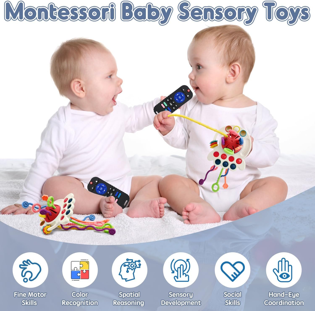 Montessori Juguetes sensoriales para bebés de 6+ meses, juguetes
