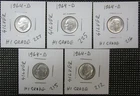 1964-D Silver Roosevelt BU Dimes (5) in lot Hi Grade *227 V5