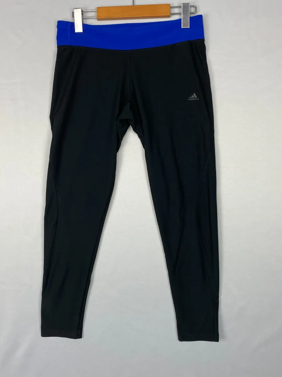 Adidas Climalite Leggings Womens Size M 8/29 10/31 Black Blue Yoga Pants