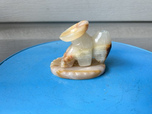 Man With Sombrero Tan Stone Hand Carved Figurine Mini Candle Holder 3"
