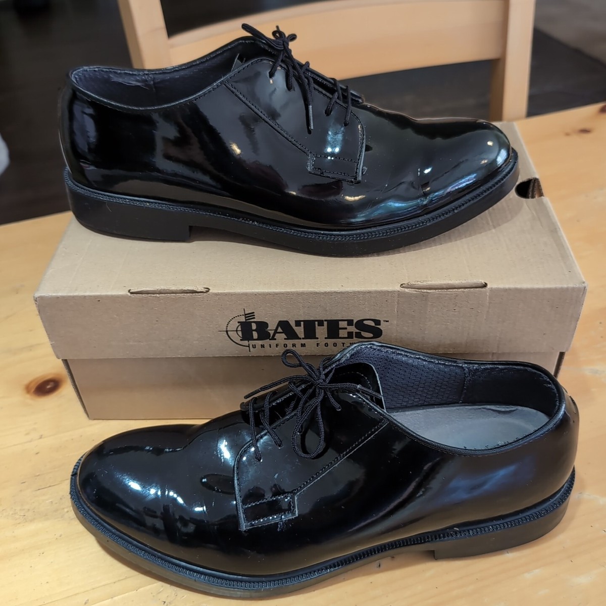 10.5 E Bates Mens DuraShocks Black High Gloss Uniform Shoe  display picture 3