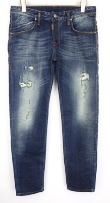 TAKESHY KUROSAWA Men Jeans 48/34 Slim Blue Pure Cotton Ripped Aged Lool Wash