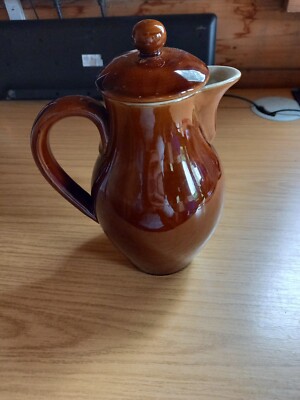 Frühe Vintage Bourne Keramik, Denby Steinzeug Kaffeekanne, braune Glasur 1,5 Pint