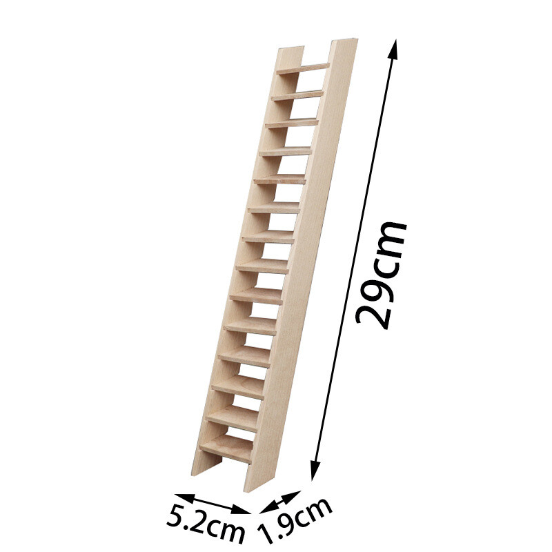 Dollhouse Miniature Wood Stair Straight Staircase No Handrail Step