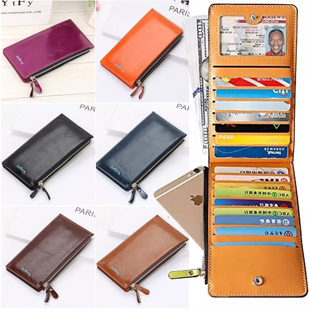 Men Women Thin Multi Card Case Organizer Wallet with Double Zipper Pocket  Clutch