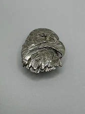 SILVER TONE RHINESTONE EAGLE EYE SCARF SLIDER VINTAGE