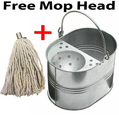 ADMIRE Stainless Steel Mop Bucket with Durable Metal Steel Clip Head for Floor Cleaning