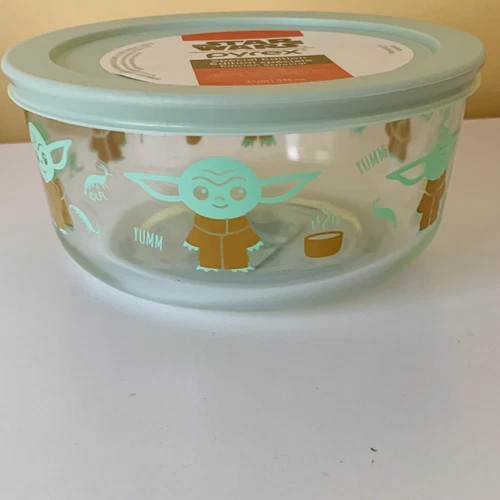 NEW PYREX 4 CUP GLASS STORAGE BOWL STAR WARS - BABY YODA -THE CHILD