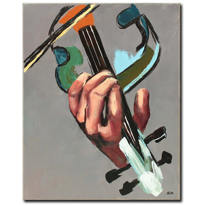Acryl Bild Gemälde Modern Geige Musik Instrument Abstrakt Grau Original NOVAARTE