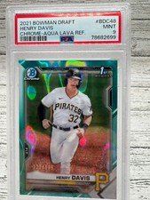 2021 BOWMAN CHROME DRAFT #BDC-48 HENRY DAVIS AQUA LAVA REFRACTOR RC /199 PSA 9