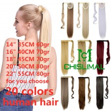 Real Human Hair Ponytail Remy Clip In Hair Extensions Wrap Silky Straight Hair
