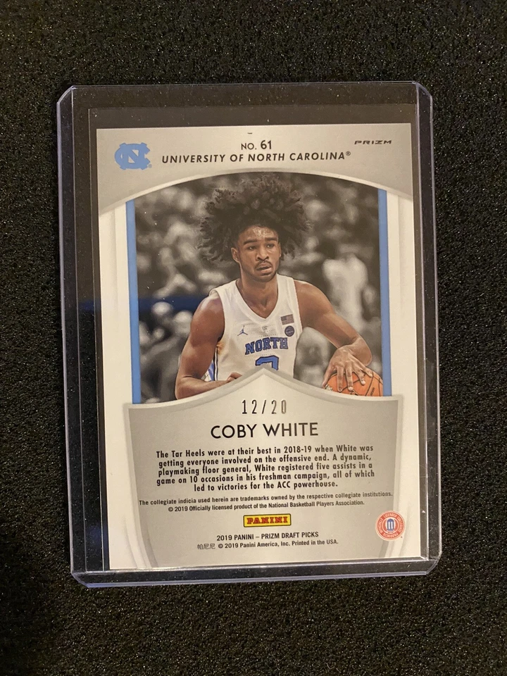 2019 Panini Prizm Draft Picks Coby White Crusade Orange Pulsar #d 12/20 Rookie - Image 2 of 3