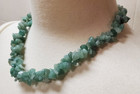 19" Jade jadeite lg chip green double twisted strand necklace handmade gemstone — photo 2
