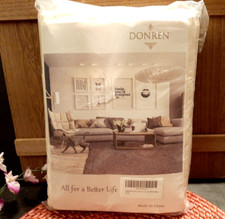 2 Donren Natural Faux Linen Curtain Panels 50x108 Rod Pocket Back Tab Beige A7