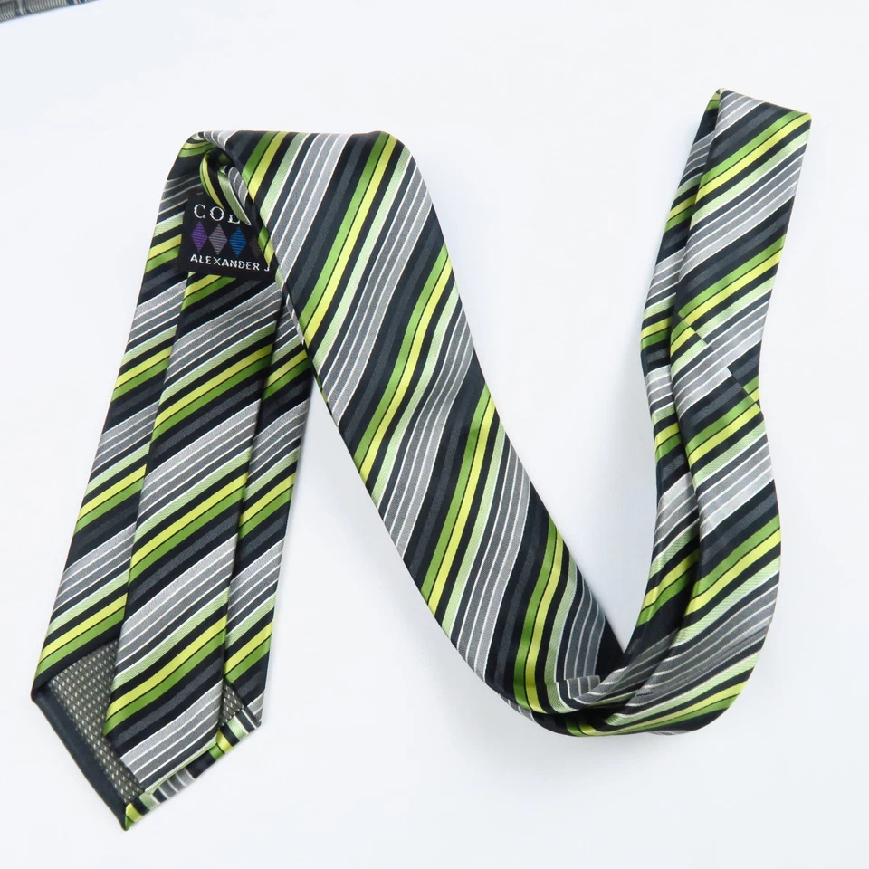Corbata de cuello para hombre Colors by Alexander Julian verde gris diagonal a rayas 64x3 Foto 4 de 4