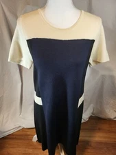 M Patmos Size M Merino Wool Black & Cream S/S Dress