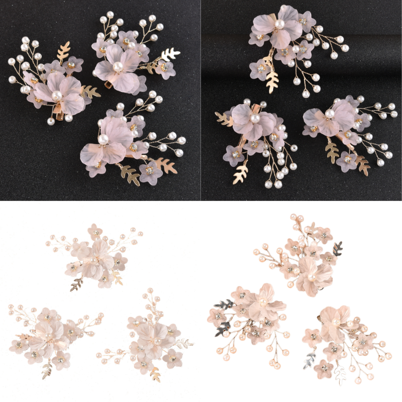Vintage Flower Pearl Core Hair Clip Set Decorative Accessories for Stability