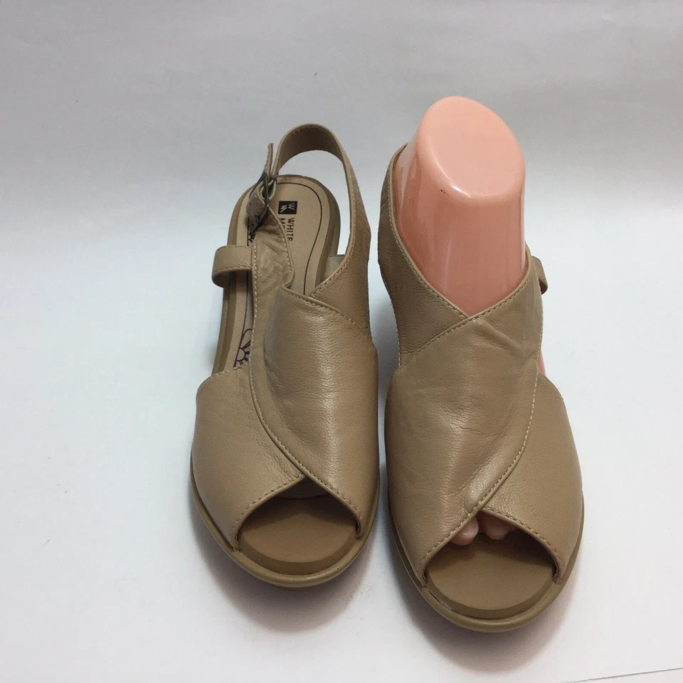 Zapatos de tacón de cuña White Mountain beige 9,5 M cuero pipper barbería mujer Foto 3 de 4