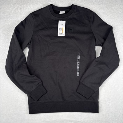 Puma Mens Essential Elevated Logo Crew Sweatshirt Black Pullover 693385 01 Small
